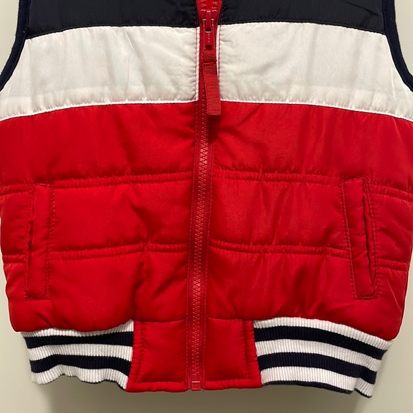 Okie Dokie full zipper vest red/white/blue fleece lined size 4T - Picture 3 of 6